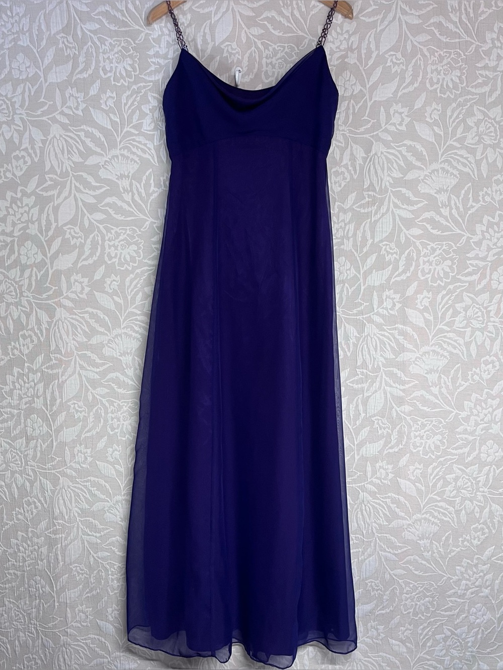 Bari Jay Vintage 90’s Purple Jeweled Straps Formal Maxi Long Dress size 11/12